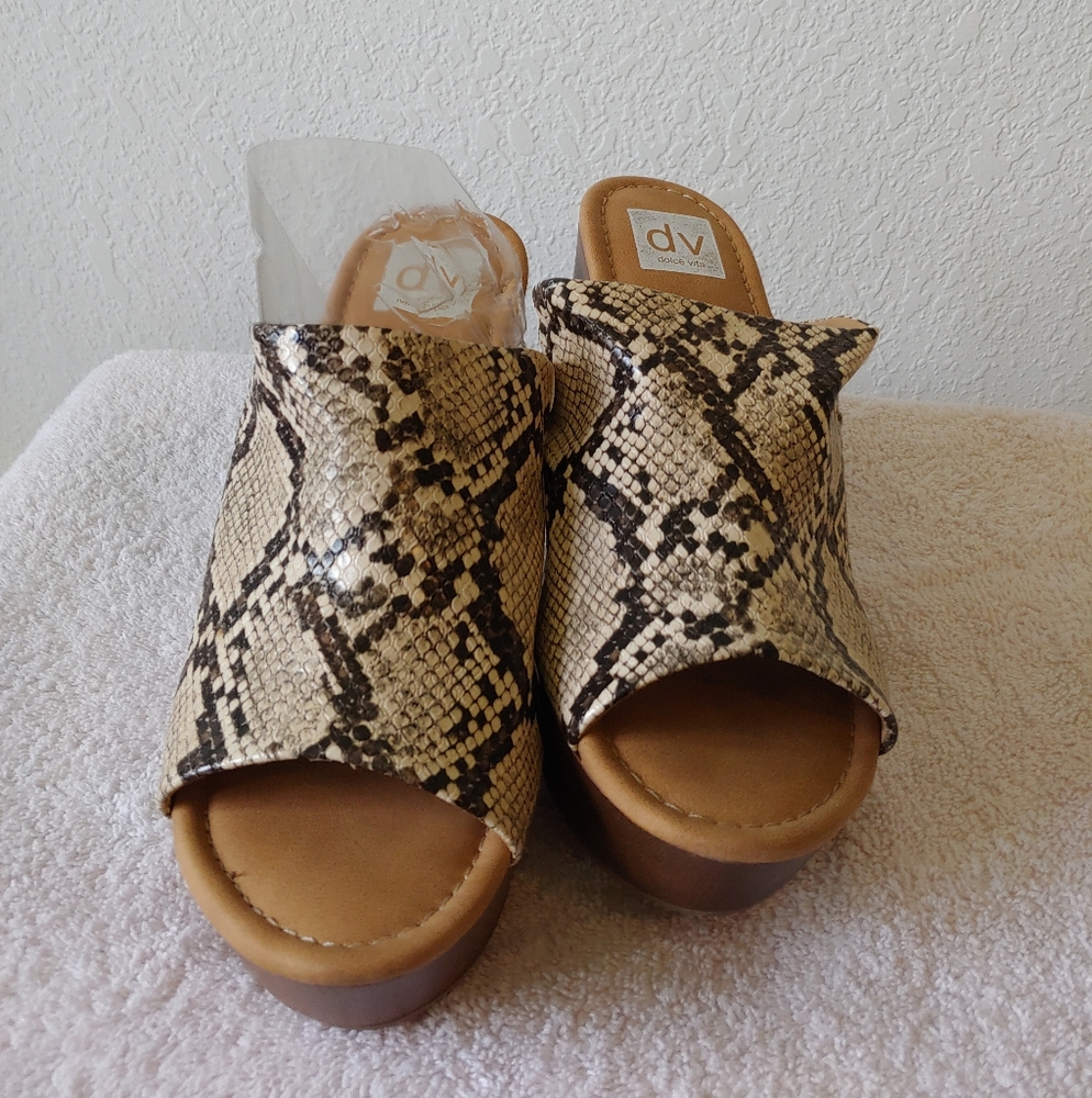 DV by Dolce Vita Women's Snakeskin Mules - Tan and Black